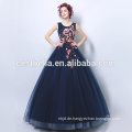 Neue Ankunfts-Marine-blaues Ballkleid-Oberseiten-Weinlese-langes Abend-Kleid Vestido De Festa elegante formale Kleider